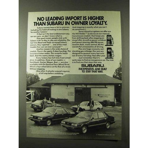 1982 Subaru Hatchback, Station Wagon, Brat Ad