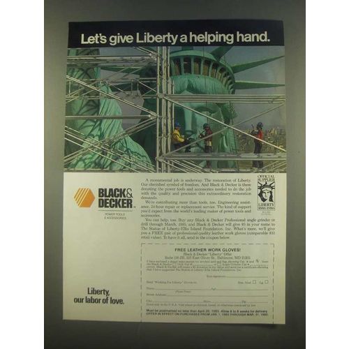 1985 Black & Decker Tools Ad - Give Liberty a Hand