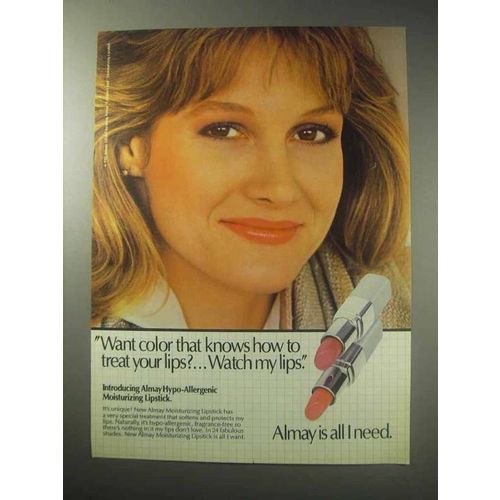 1985 Almay Hypo-Allergenic Moisturizing Lipstick Ad
