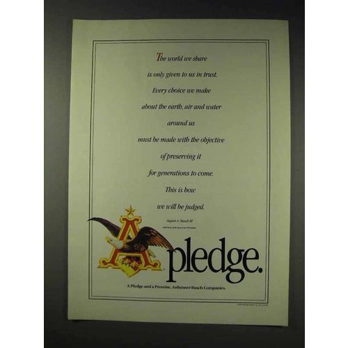 1991 Anheuser-Busch Beer Ad - A Pledge