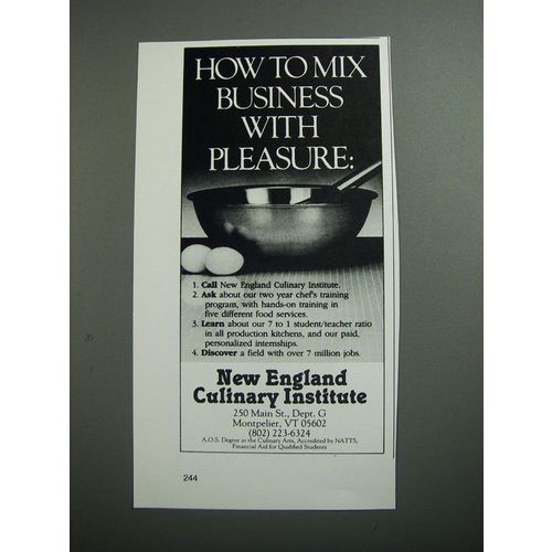 1989 New England Culinary Institute Ad - How to mix business with pleasure