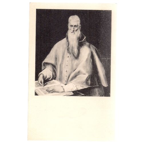 ST. JEROME, painting by El Greco unused vintage postcard The Frick Collection /