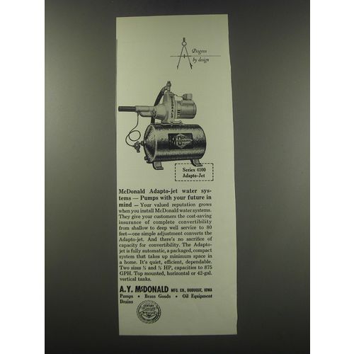 1957 A.Y. McDonald Series 4100 Adapto-Jet Water System Advertisement