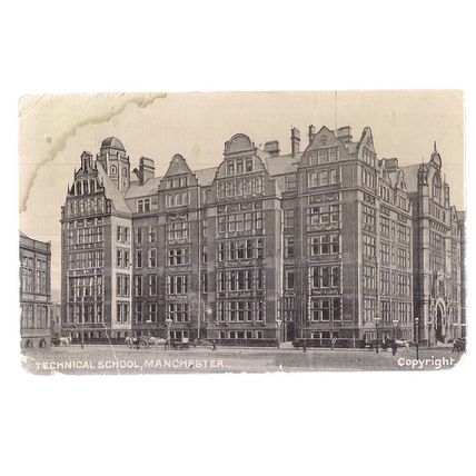 TECHNICAL SCHOOL, MANCHESTER, LANCASHIRE . used antique postcard 1905 postmark =