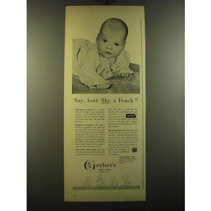 1950 Gerber's Baby Food Ad - Say, isn't she a peach?