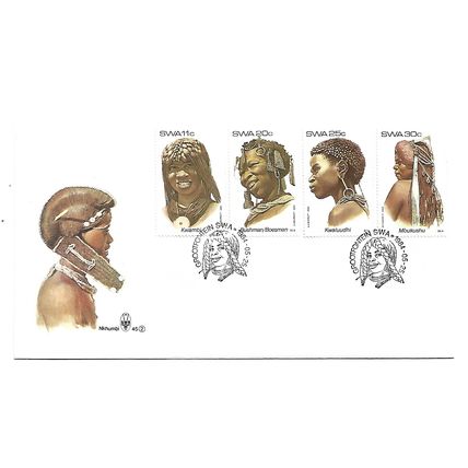 SouthWestAfrica.Trad Head-dress of SWA(2nd series)set of 4.First Day Cover.Dec20