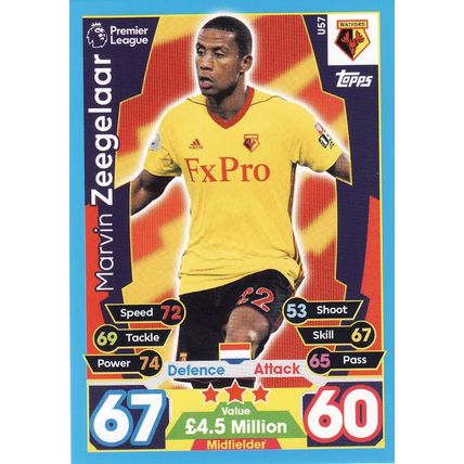 Match Attax 2017/2018 Extra U57 Marvin Zeegelaar Watford