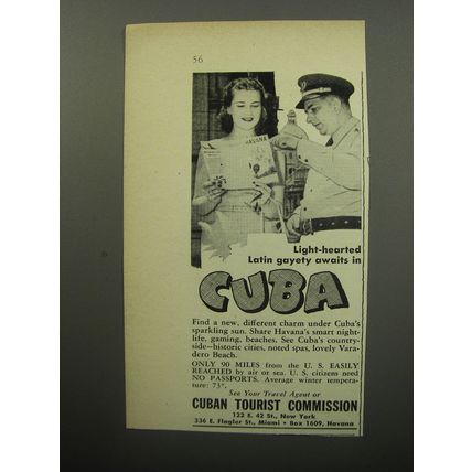 1951 Cuban Tourist Commission Ad - Light-hearted Latin gayety awaits in Cuba