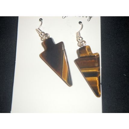 Large tigers eye arrow head earrings inspiration grounding