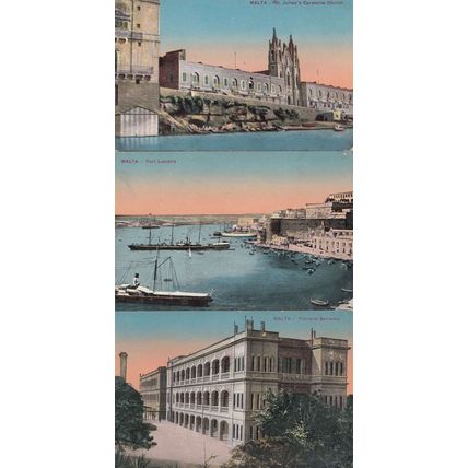 Malta Floriana Military Barracks Fort Lascaria St Julians Church 3x Postcard s