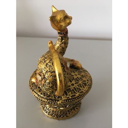 TRINKET BOX - GOLD JEWELLED CAT