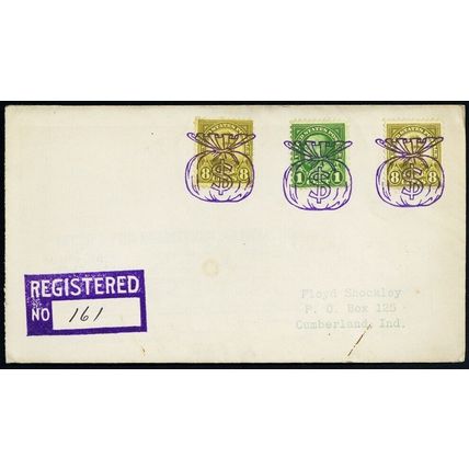Money Bags in Purple Fancy Cancel Registered Cover - Stuart Katz
