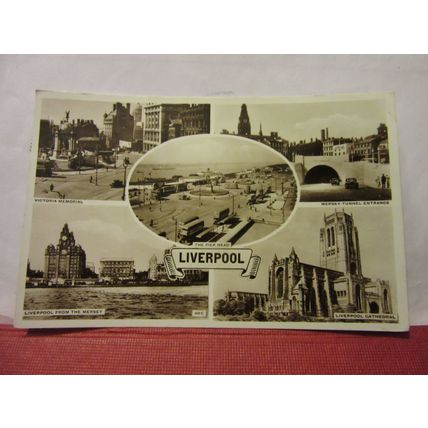 multiview, LIVERPOOL. used vintage postcard RP . 1957 pm /