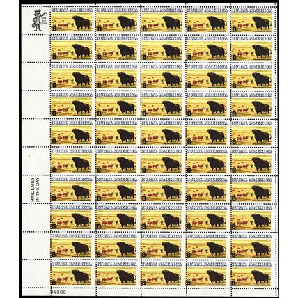 1504, 8¢ Bison - Rural America Complete Sheet of Fifty Stamps - Stuart Katz