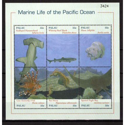 Palau 588 MNH Marine Life Sharks Jellyfish Seahorse ZAYIX 0124M0128