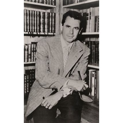 Glen Ford In Private Library Pipe Smoking Film Star Rare Photo Postcard