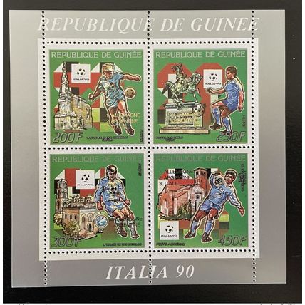 Guinée 1990 / 1993 OR Surchargé Mi. 1403-1406a Klb M/S Italie FIFA Football