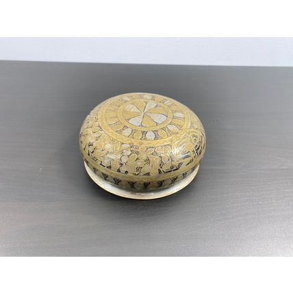 Antique Brass Bowl, Handmade Engraved Vessel, Circa 1800, Floral Pattern Dish, H