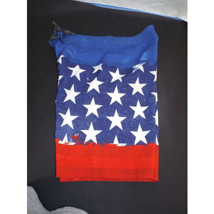 Joe Boxer Men's 32 Swimwear Red White Blue Board Shorts American Flag Drawstring