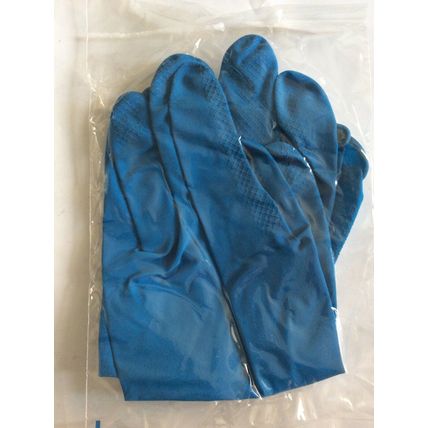 12 X Safe Touch Blue Household Rubber Gloves Large Industry Home Flock Lined