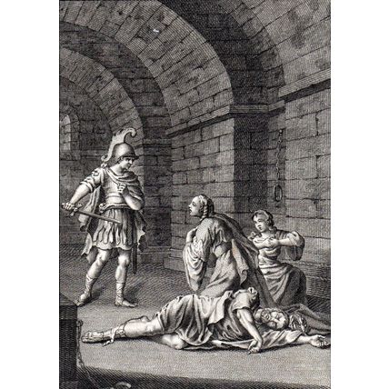 CAIUS, HIS WIFE AND DAUGHTER 1777 Isaac Taylor ANTIQUE ETCHING