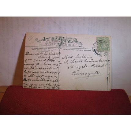 MONGEHAM CHURCH, KENT used antique postcard by J Davis 1904 pm =