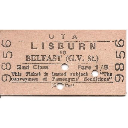 U.T.A. Edmondson Ticket - Lisburn to Belfast Great Victoria Street