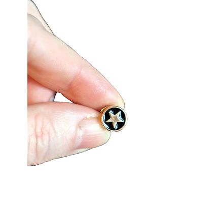 Pin Badge Star Black & Silver 1cm x 1cm Plastic Resin BA139