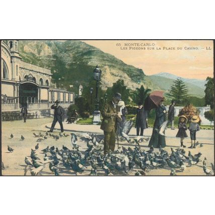 Les Pigeons sur la Place du Casino, Monte-Carlo, c.1910s - Lévy CPA LL65