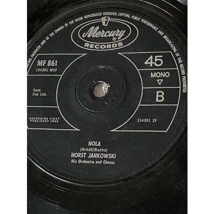 45 rpm 7" Vinyl HORST JANKOWSKI A Walk In The Black Forest / Nola 1965