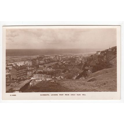 Looking West from Dinas Oleu Hill Barmouth Postcard RP Merionethshire