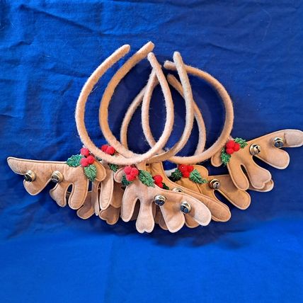 Lot 4 REINDEER ANTLERS HEADBANDS Christmas Deer Santa Plush Padded Cloth Felt