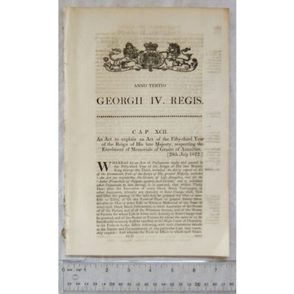 1822 Act of Parliament: Enrolment of Memorials of Grants of Annuities