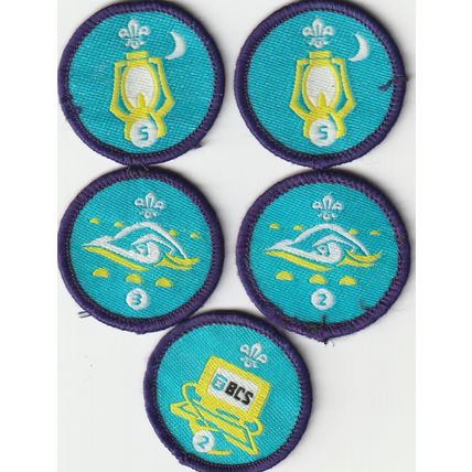 Scout Badges 5 x Staged 2000+ - Black Backs - Used (BY69)