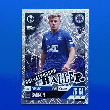 Topps Match Attax Extra 2025 Breakthrough Baller Connor Barron #216 Rangers