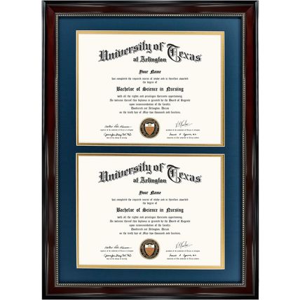 Graduationmall 14X20 Double Diploma Frame, Display 8.5X11 Certificate with Navy