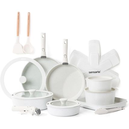 SENSARTE 24 Piece Pots and Pans Set, Nonstick Detachable Handle Cookware, Induct