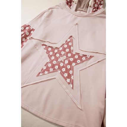 Delicacy Floral Patchwork Star Pattern Drawstring Hoodie