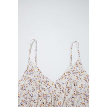 Apricot Boho Floral Spaghetti Straps Tank Top
