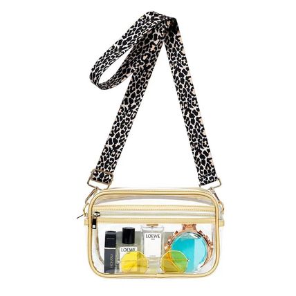 Gold Leopard Strap Clear Crossbody Bag