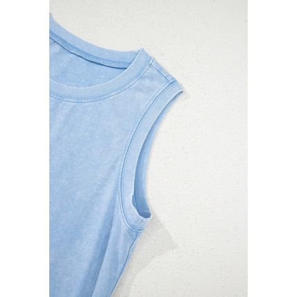 Beau Blue Mineral Wash Tank Mini Dress with Pockets