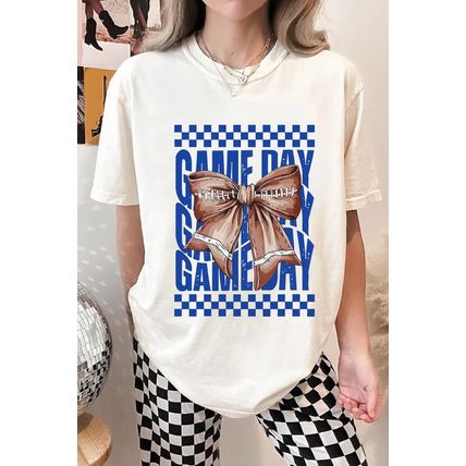 White Rugby Bowknot GAME DAY Graphic Tee
