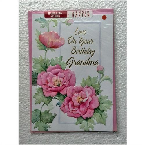 Love On Your Birthday Grandma - (pink flowers) - 001