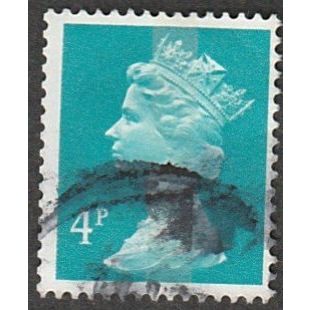 1971-96 Machin . 4p.Value. Greenish-Blue. One Centre Band. Good/Fine Used