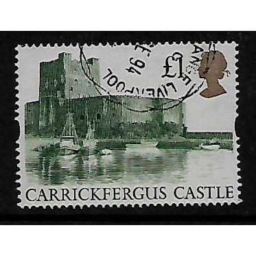 GREAT BRITAIN 1992 £1 GREEN & GOLD CARRICKFERGUS CASTLE SG 1611 FINE USED