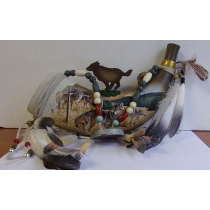 BRADFORD EXCHANGE ' TRIBAL SHAMEN ' SACRED GUARDIANS WOLF HORN