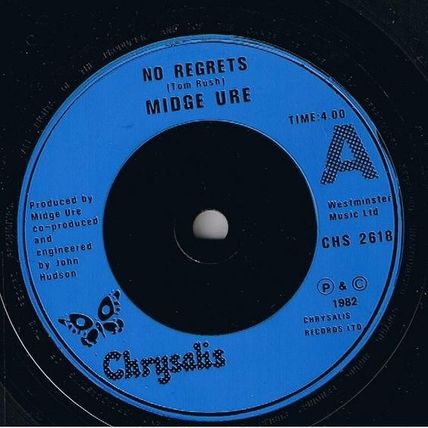 Midge Ure - No Regrets 7", Single, Blu Very Good Plus (VG+)
