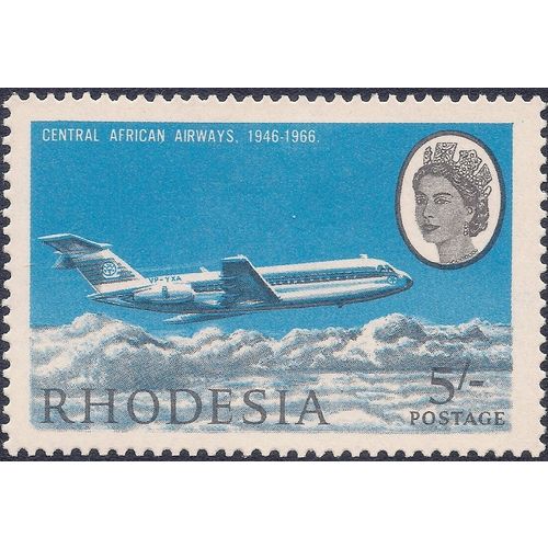 Rhodesia QEII 1966 CAA 5s 5/- BAC One Eleven 200 Unmounted Mint NHM SG 396 stamp
