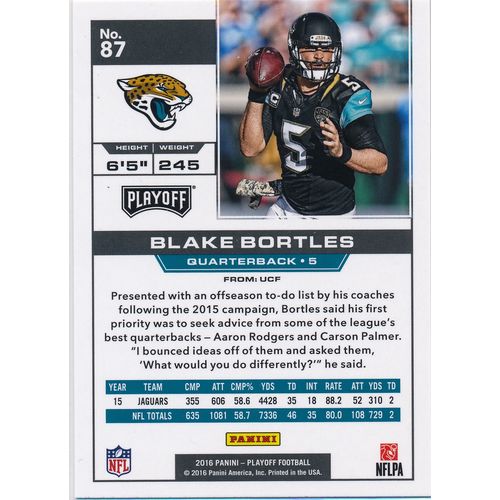 2016 Panini Playoff Football 87 Blake Bortles Jacksonville Jaguars