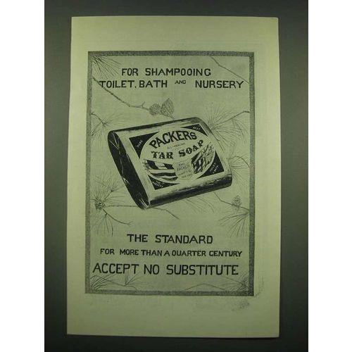 1902 Packer's Tar Soap Ad - For shampooing toilet, bath and nursery